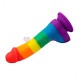 ที่มีสีสันสมจริง 7 นิ้ว Dildo สายรุ้งพร้อมถ้วยดูด ที่มีสีสันสมจริง 7 นิ้ว Dildo สายรุ้งพร้อมถ้วยดูด