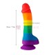 ที่มีสีสันสมจริง 7 นิ้ว Dildo สายรุ้งพร้อมถ้วยดูด